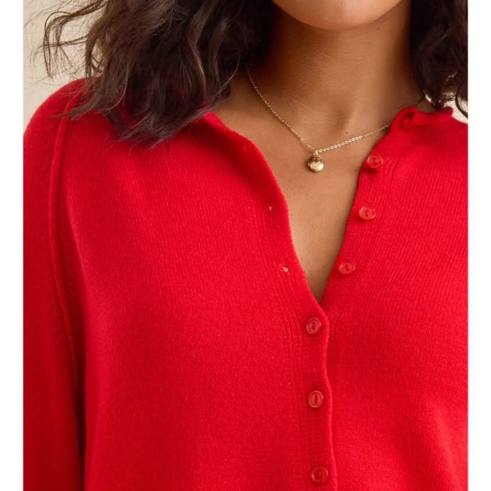 Altar'd State Bright Red Button-Up Sweater - Picture 5 of 6